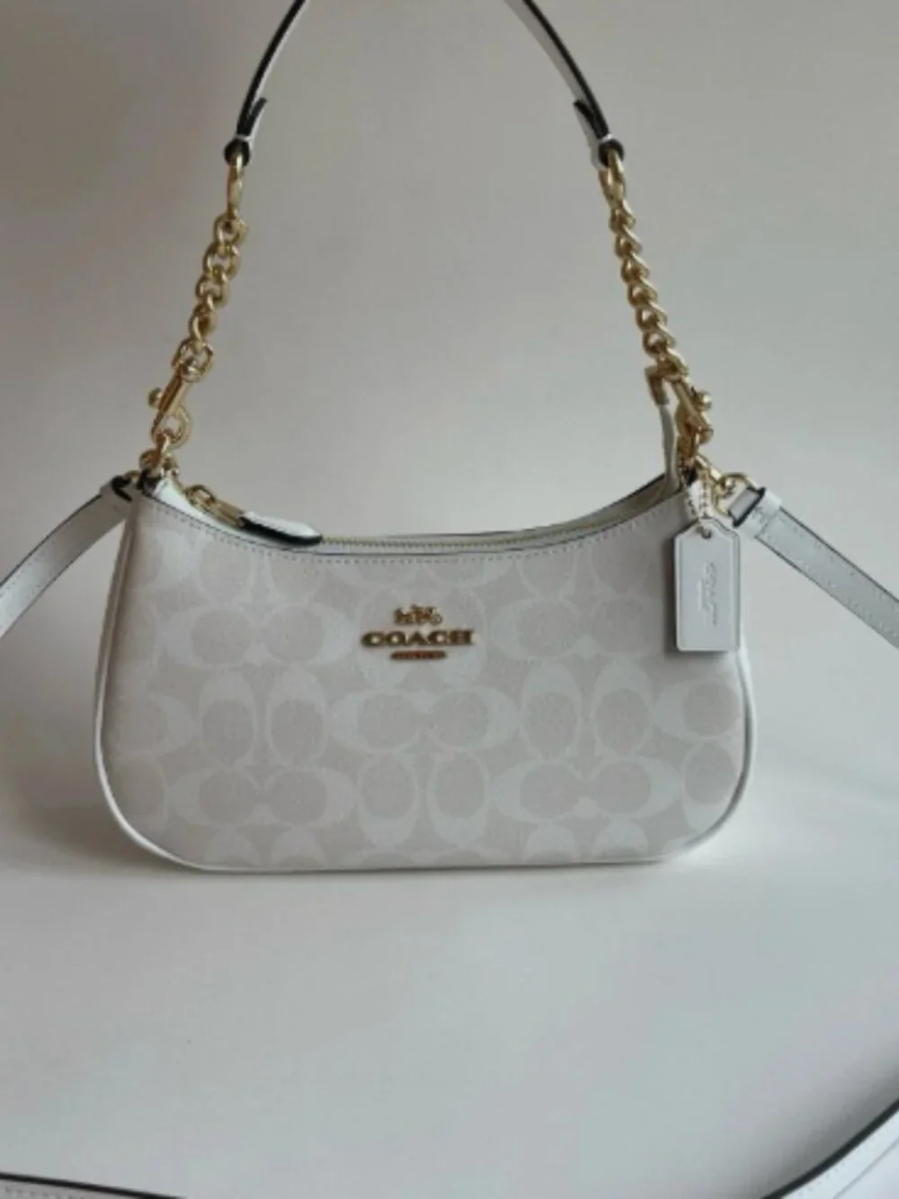 NEW COACH Teri 2Way Shoulder Bag Signature Coated Canvas White outlet CA548